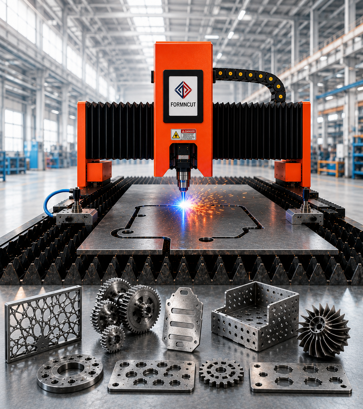 FormnCut fiber laser cutting machine in high-speed operation