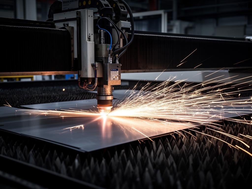 Fiber laser cutting sheet metal at high speed